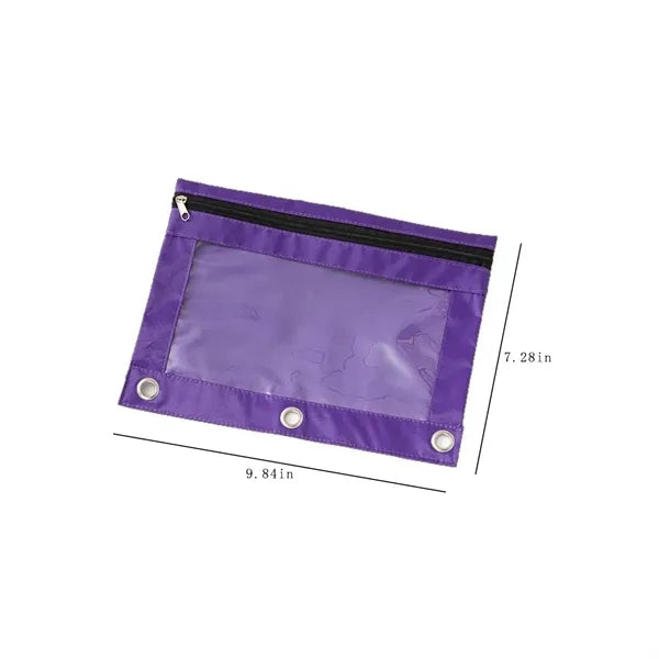 Multi-Color Pencil Pouch Smooth Zipper For 3 Ring Binder