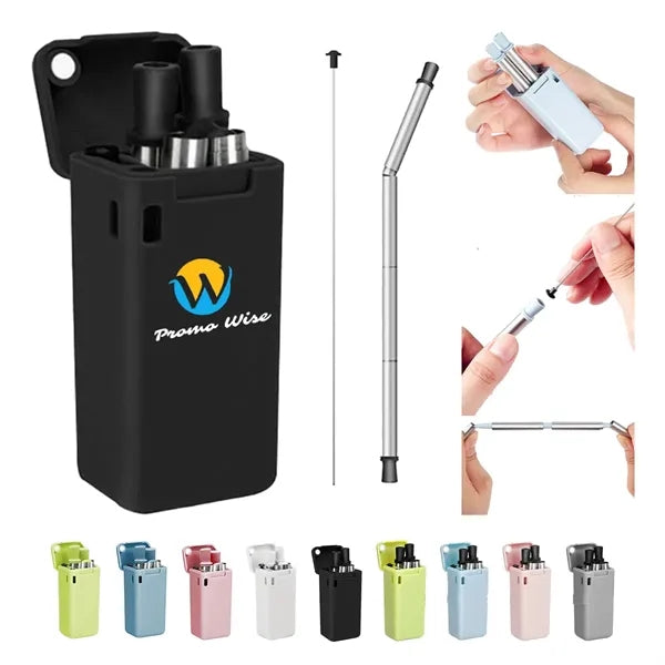 Stainless Steel Silicone Telescopic Straw with Clean Brush