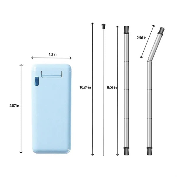 Stainless Steel Silicone Telescopic Straw with Clean Brush
