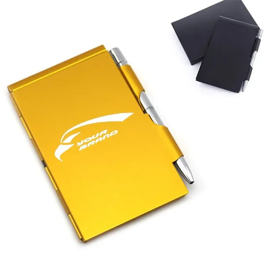 Small Pocket Notebook Notepad Aluminum Case With Metal Pen