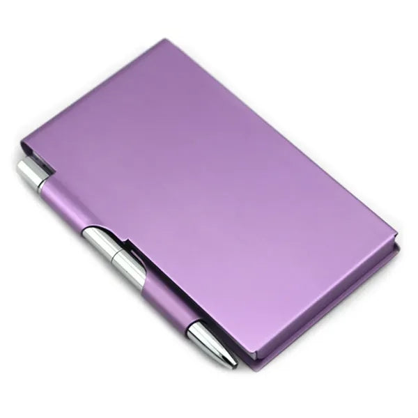 Small Pocket Notebook Notepad Aluminum Case With Metal Pen