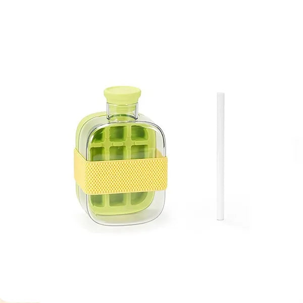 2 IN 1 Ice Cube Tray Water Bottle with Straw