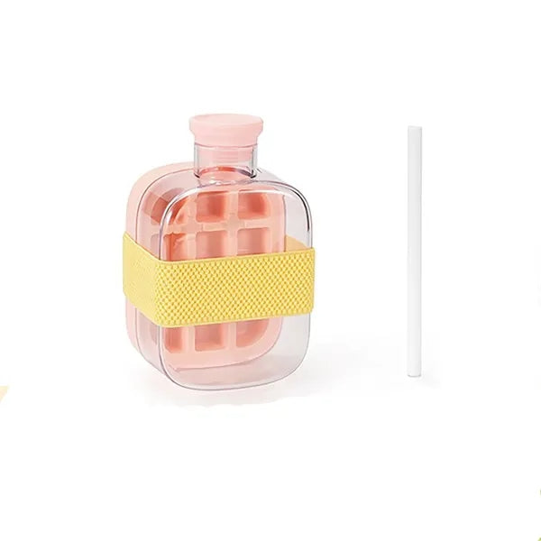 2 IN 1 Ice Cube Tray Water Bottle with Straw