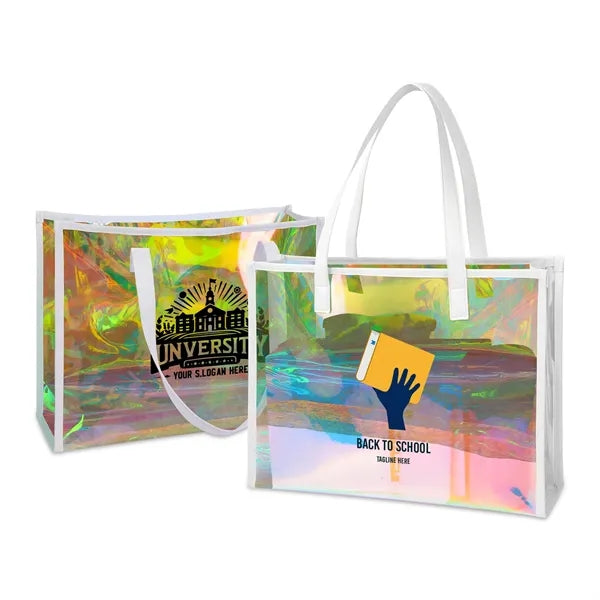 Holographic TPU Tote Bag with Leather Handles
