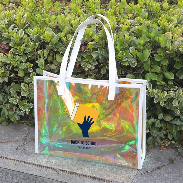 Holographic TPU Tote Bag with Leather Handles
