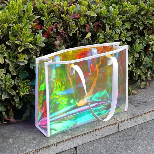 Holographic TPU Tote Bag with Leather Handles