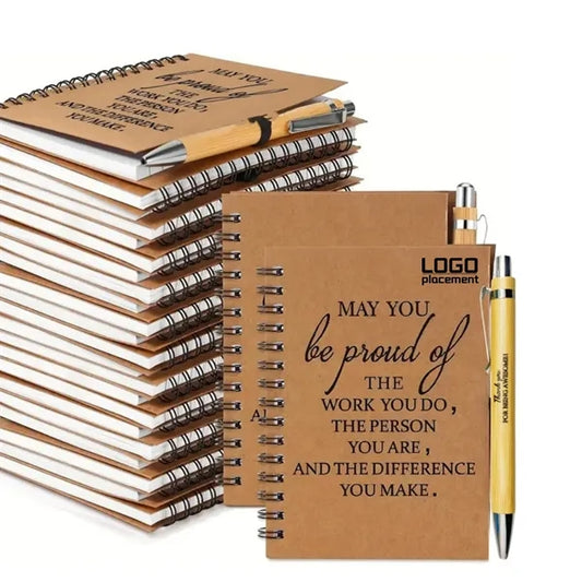 Kraft Spiral Notebook With Pen