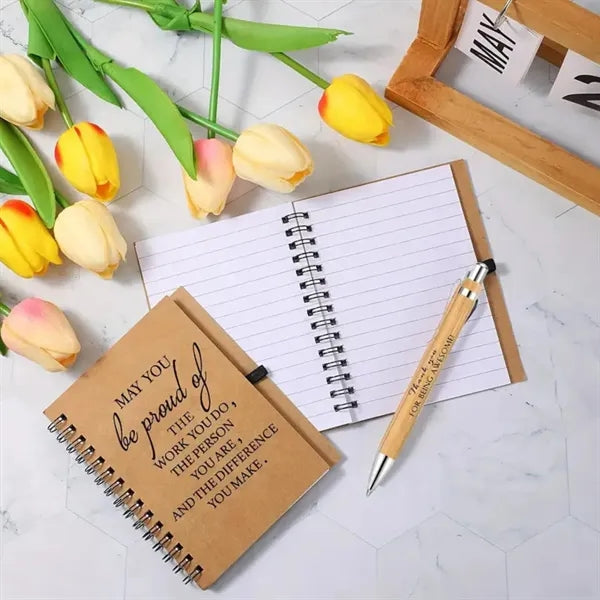 Kraft Spiral Notebook With Pen