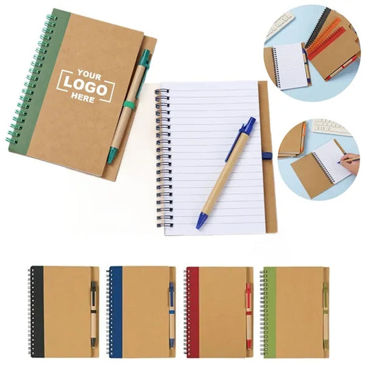 Kraft Paper Spiral Notebook with Pen