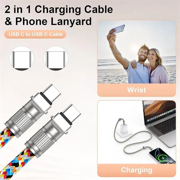 Portable Charging Cable Anti-Theft 2-In-1 Cellphone Lanyard