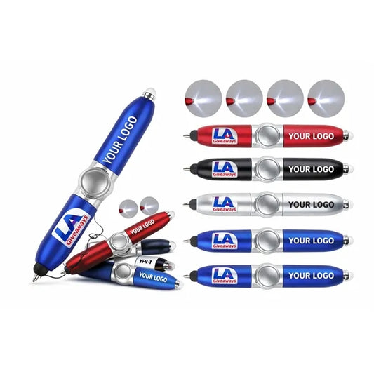 Logo Ball Point Pen Mini LED Fidget Spinner Unique MF