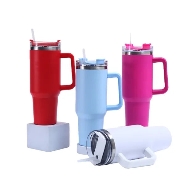 40oz Insulated Travel Tumbler with Handle & Straw