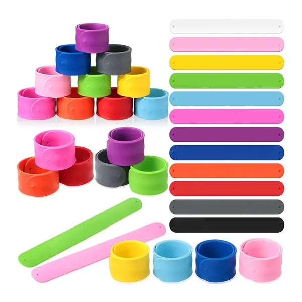 Logo Wide Slap Silicone Band Rubber Snap Wristband