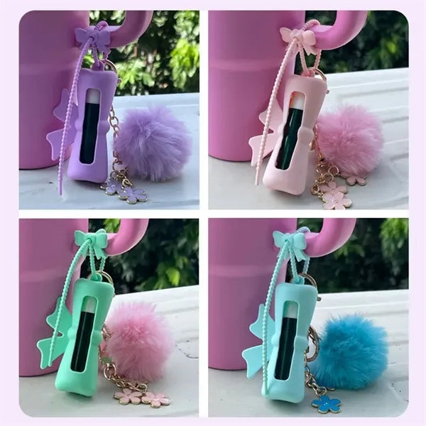 Mini Lipstick Holder Keychain 4-Piece Set