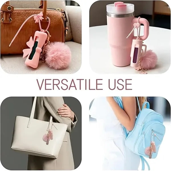 Mini Lipstick Holder Keychain 4-Piece Set