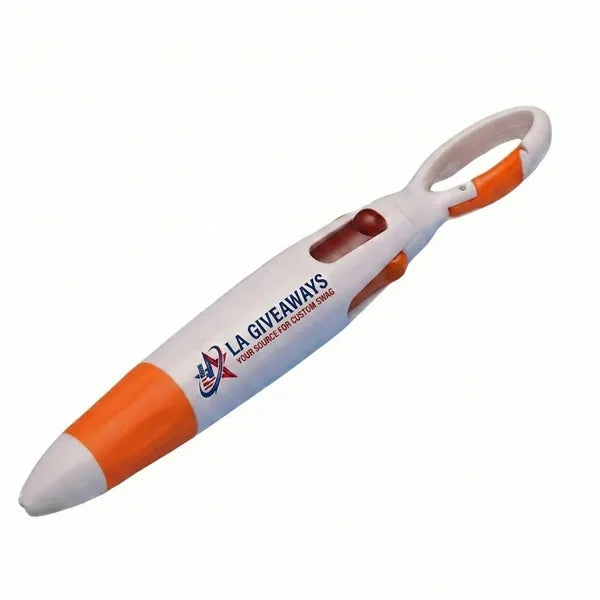 Rocket 4 Color Retractable Pen with Carabiner