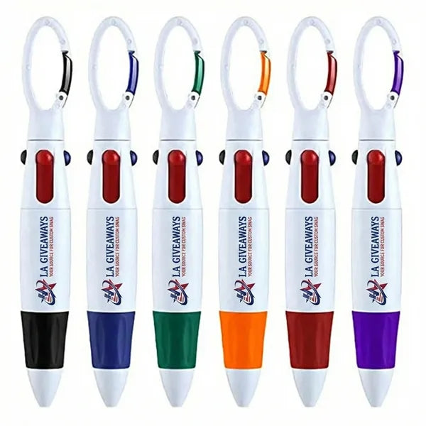 Rocket 4 Color Retractable Pen with Carabiner