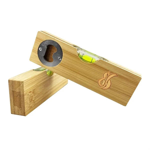Wooden Spirit Level with Integrated Beer Opener