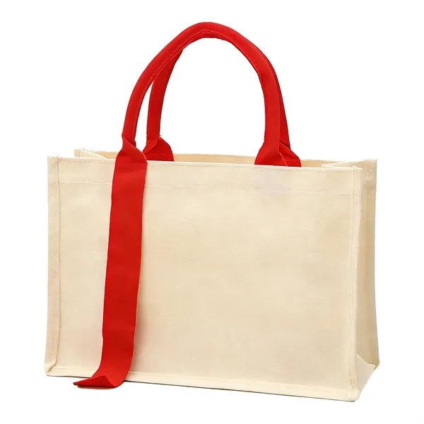 Thickened Ribbon Canvas Tote Bag