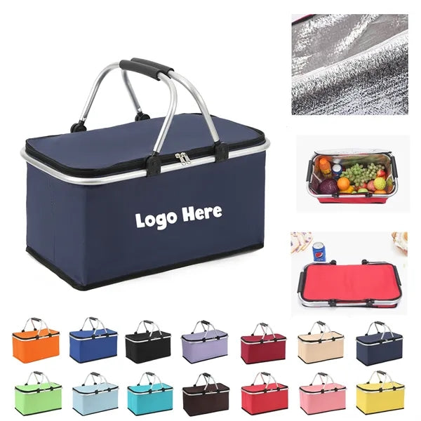 Portable Collapsible Insulated Picnic Basket with Hand