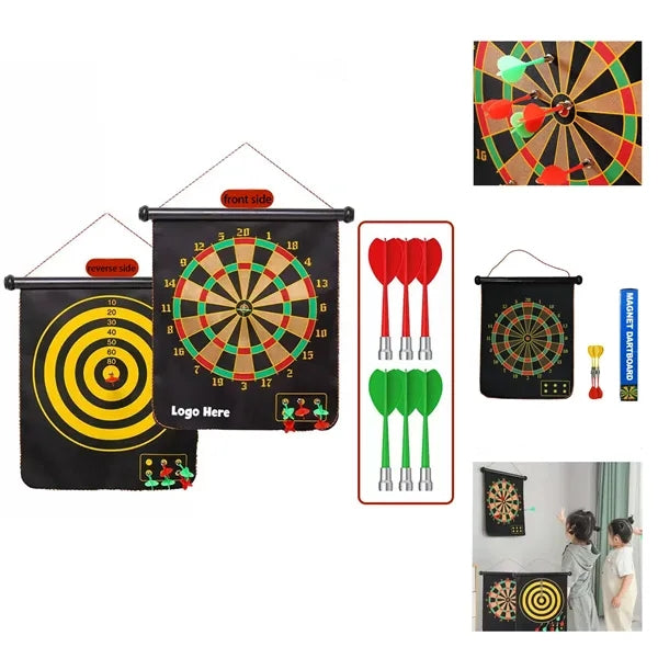 15" Double Sided Magnetic Game Set With 6 Darts