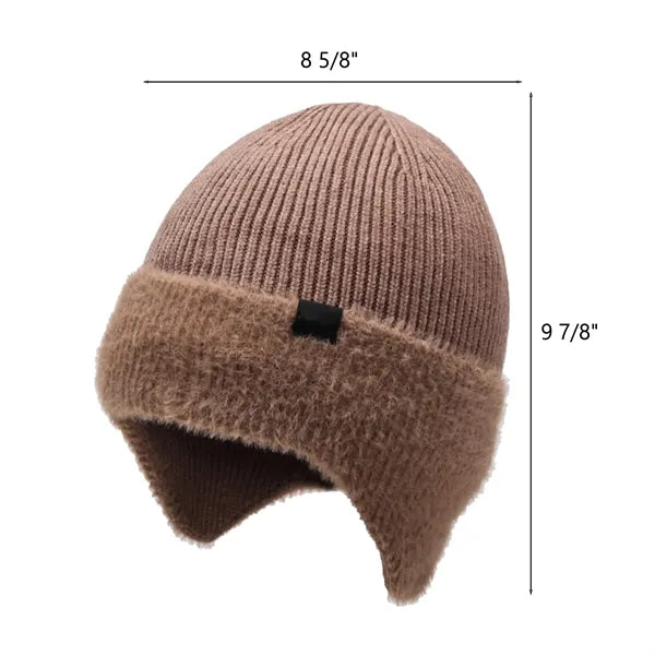 Fleece-Lined Knit Beanie with Ear Flaps