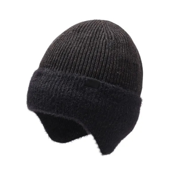 Fleece-Lined Knit Beanie with Ear Flaps