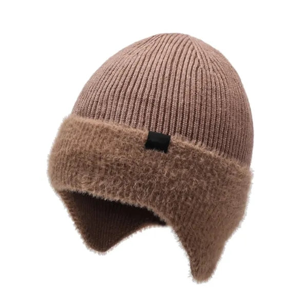 Fleece-Lined Knit Beanie with Ear Flaps