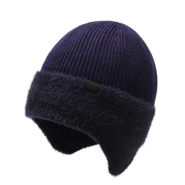 Fleece-Lined Knit Beanie with Ear Flaps