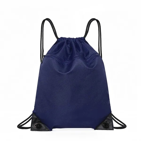 Ripstop Drawstring Backpack with Front Zipper Pocket
