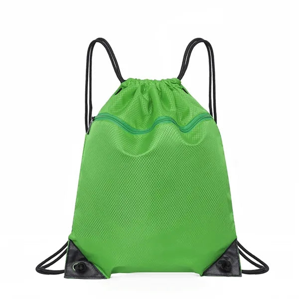 Ripstop Drawstring Backpack with Front Zipper Pocket