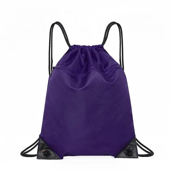 Ripstop Drawstring Backpack with Front Zipper Pocket