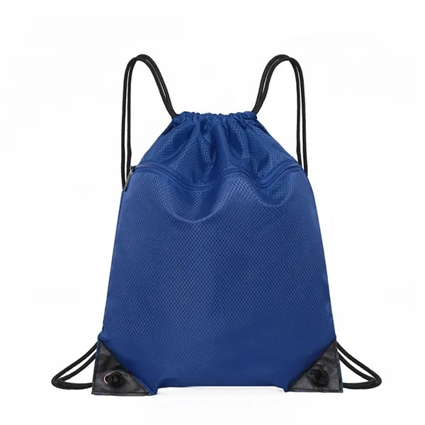 Ripstop Drawstring Backpack with Front Zipper Pocket