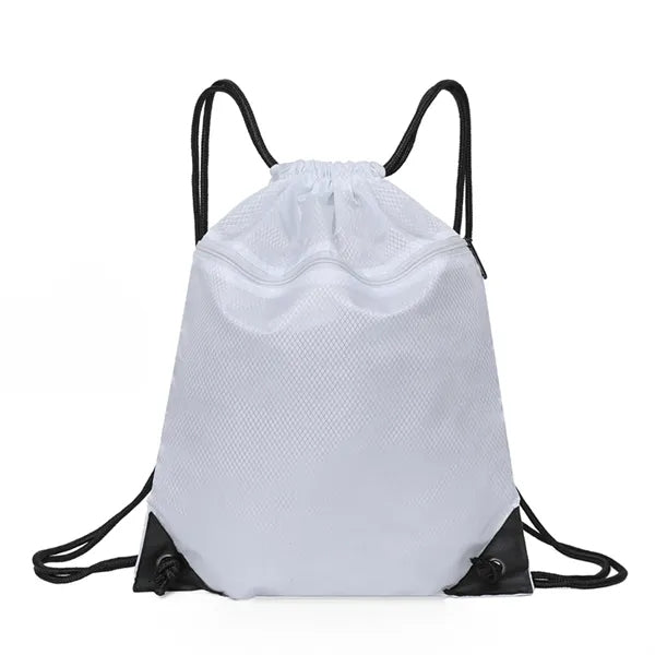 Ripstop Drawstring Backpack with Front Zipper Pocket