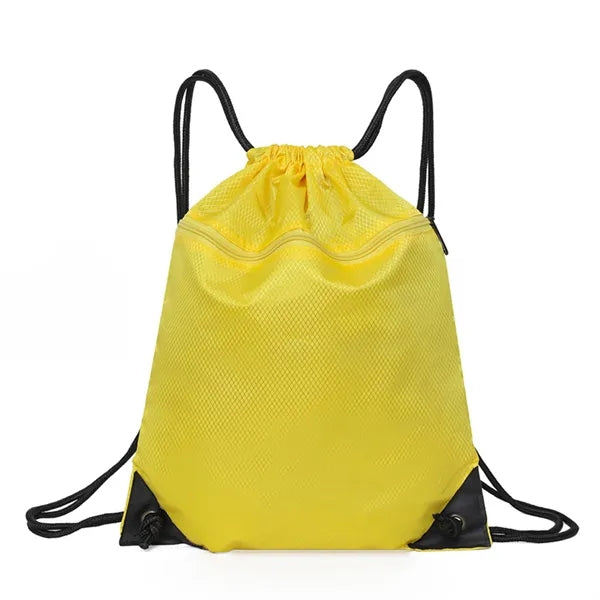 Ripstop Drawstring Backpack with Front Zipper Pocket