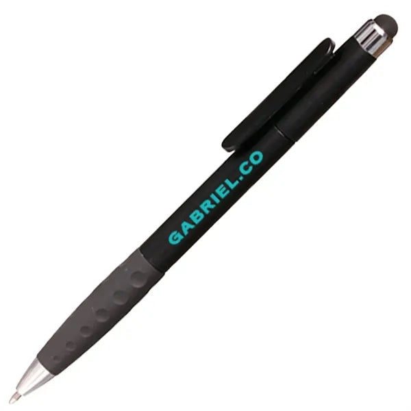 Ballpoint Twist Plastic Pens w/ Rubber Grip & Stylus Top