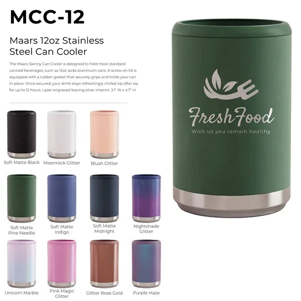 12 Oz. Maars Stainless Steel Standard Can Cooler