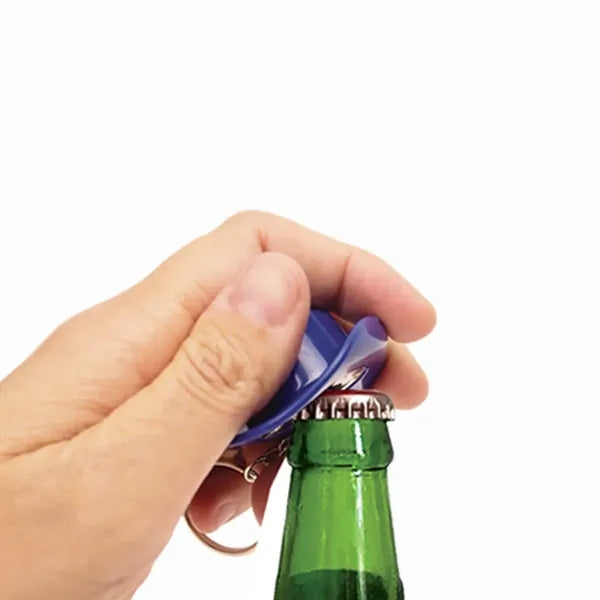Plastic Cowboy Hat Bottle Opener Keychain