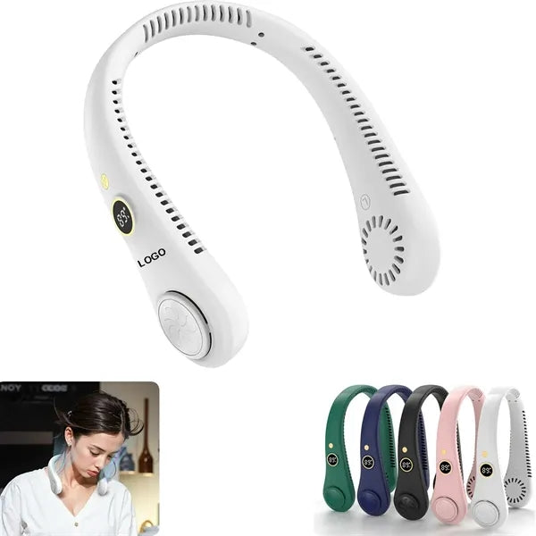 LED Display Neck Fan with USB Rechargeable