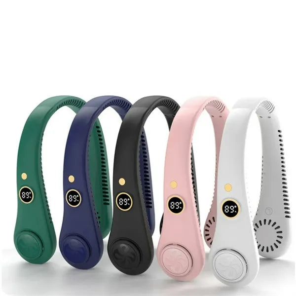 LED Display Neck Fan with USB Rechargeable