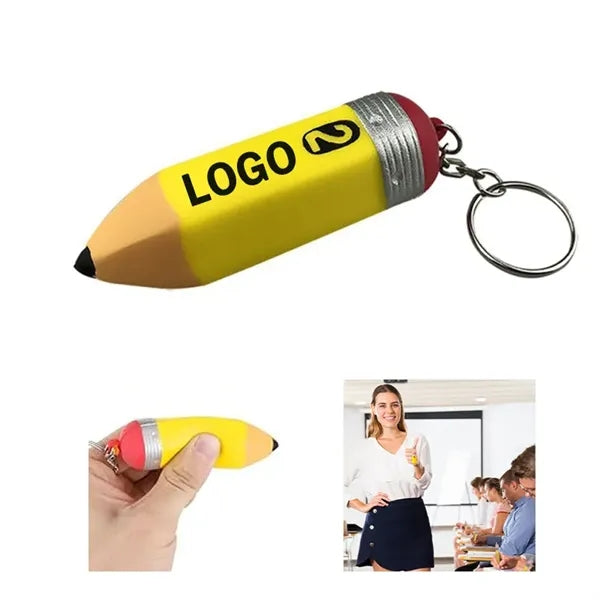 Pencil Shaped Stress Reliever Keychain