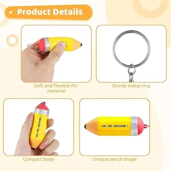 Pencil Shaped Stress Reliever Keychain