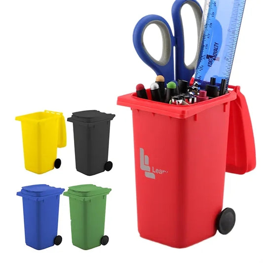 Mini Plastic Trash Can Pen Holder
