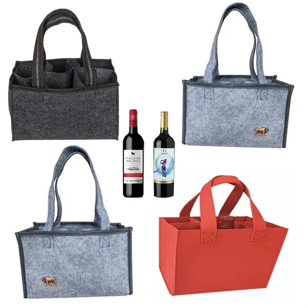 6-Bottle Felt Wine Bottle Gift Bag