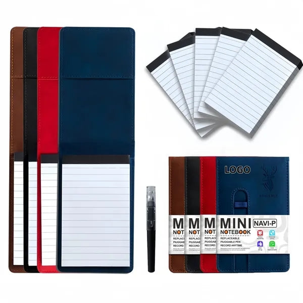 Leather Pocket A7 Notebook with Pen