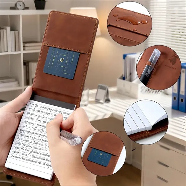 Leather Pocket A7 Notebook with Pen