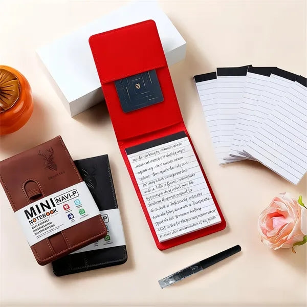 Leather Pocket A7 Notebook with Pen