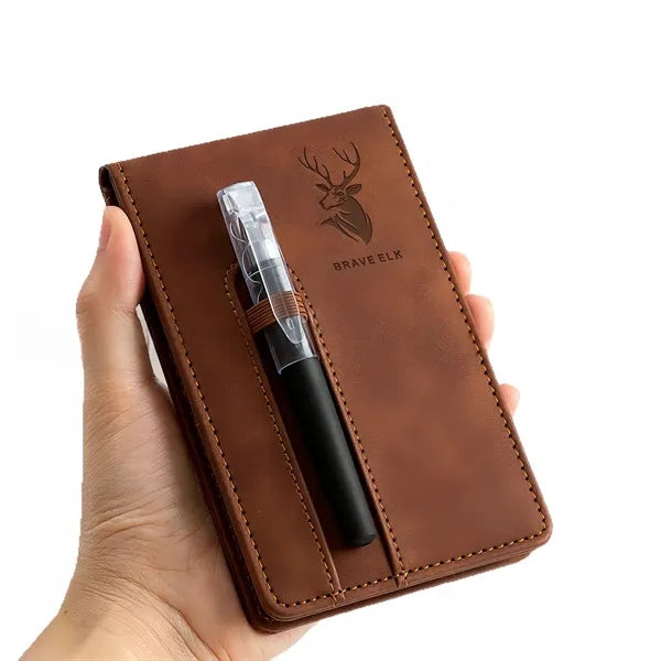 Leather Pocket A7 Notebook with Pen