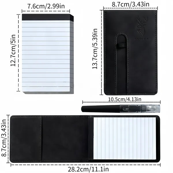 Leather Pocket A7 Notebook with Pen