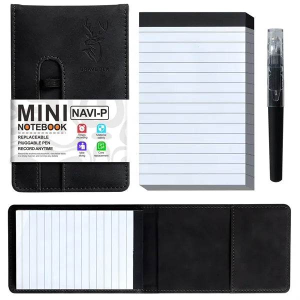 Leather Pocket A7 Notebook with Pen